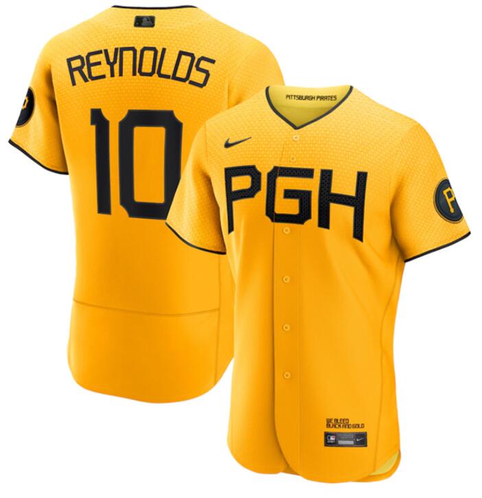 Men's Pittsburgh Pirates ACTIVE PLAYER Custom Gold 2023 City Connect Flex Base Stitched Baseball Jersey